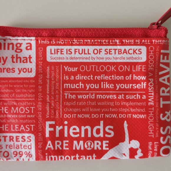 New LULULEMON Red Manifesto Coin Purse ID Card Mini Pouch OS, Set of 2 - Picture 2 of 4